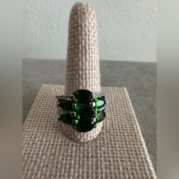 Colleen Lopez Jewelry - Elegant Green Chrome Diopside with White Topaz accents Ring By Colleen Lopez